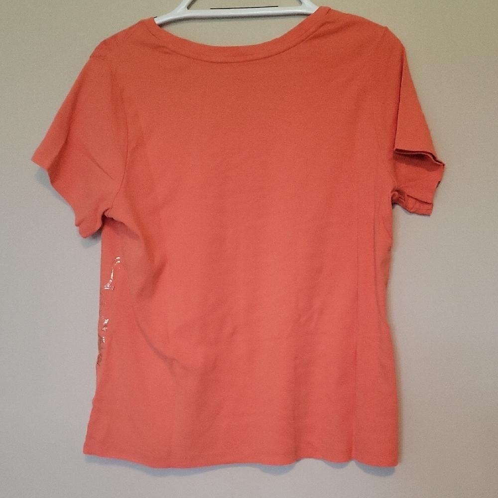 St. John's Bay Orange Pink Short Sleeve Tee - Picture 3 of 4